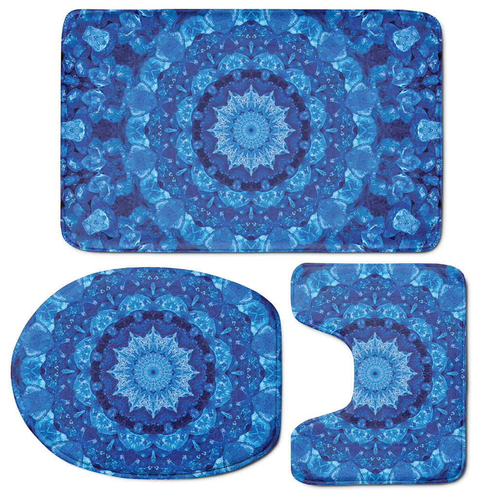 Blue Crystal Kaleidoscope Print 3 Piece Bath Mat Set