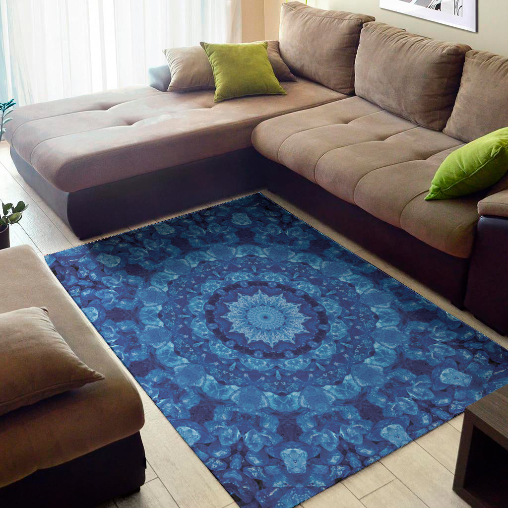 Blue Crystal Kaleidoscope Print Area Rug