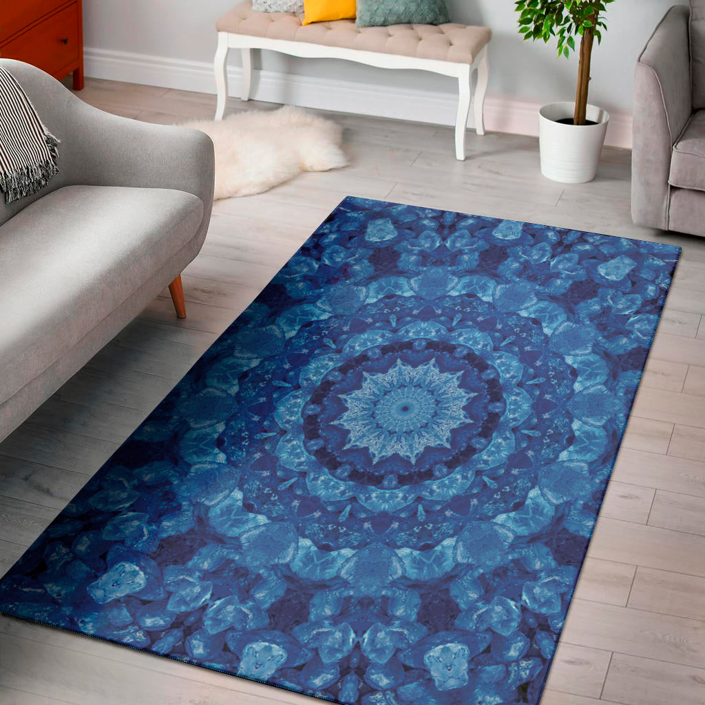 Blue Crystal Kaleidoscope Print Area Rug