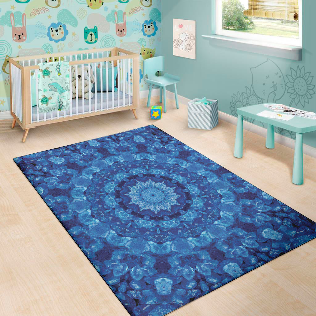 Blue Crystal Kaleidoscope Print Area Rug