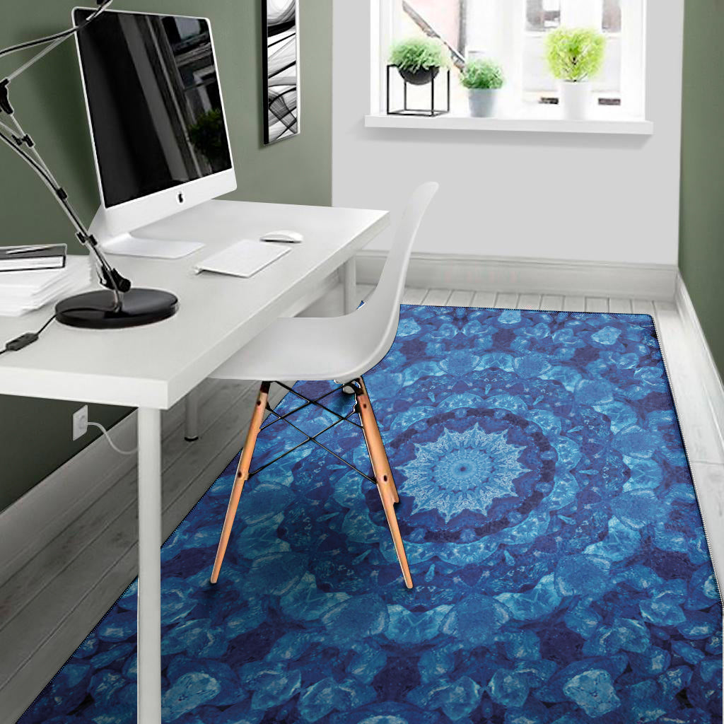 Blue Crystal Kaleidoscope Print Area Rug