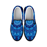 Blue Crystal Kaleidoscope Print Black Slip On Shoes