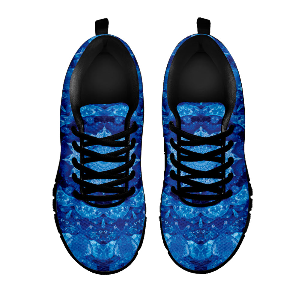 Blue Crystal Kaleidoscope Print Black Sneakers