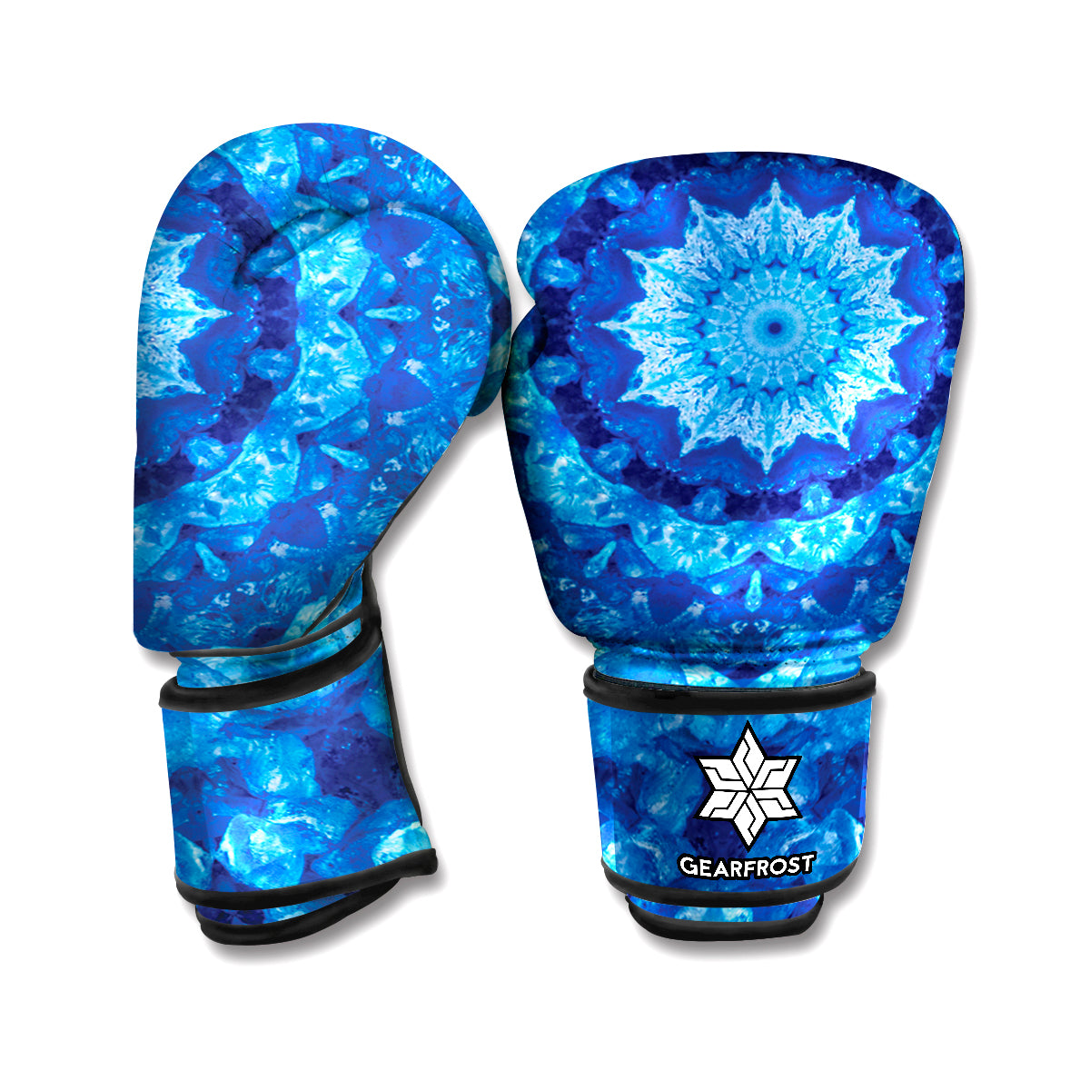 Blue Crystal Kaleidoscope Print Boxing Gloves