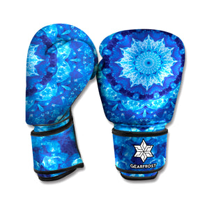 Blue Crystal Kaleidoscope Print Boxing Gloves