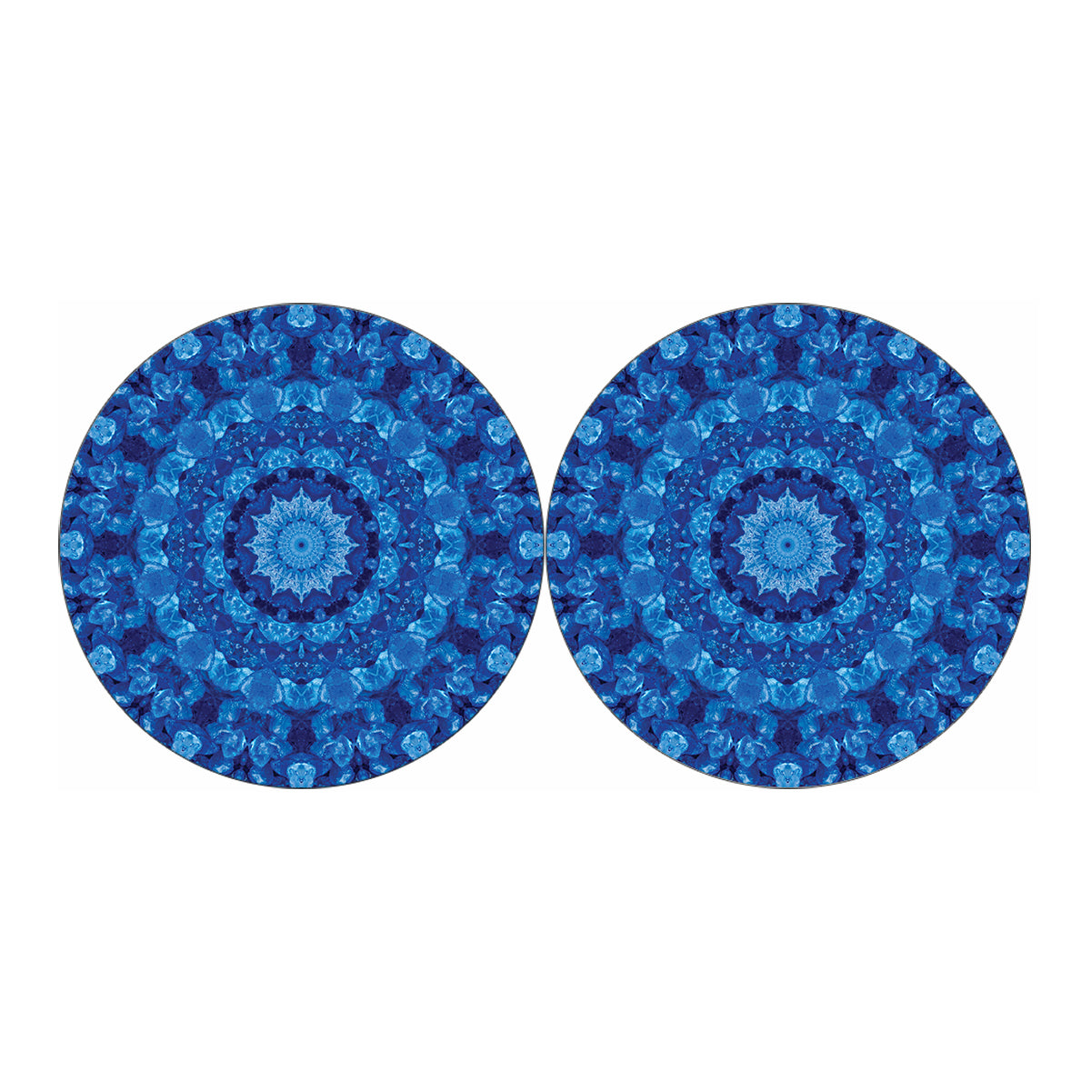 Blue Crystal Kaleidoscope Print Car Coasters