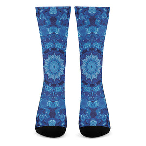 Blue Crystal Kaleidoscope Print Crew Socks