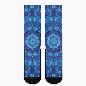 Blue Crystal Kaleidoscope Print Crew Socks