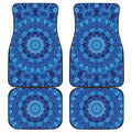 Blue Crystal Kaleidoscope Print Front and Back Car Floor Mats