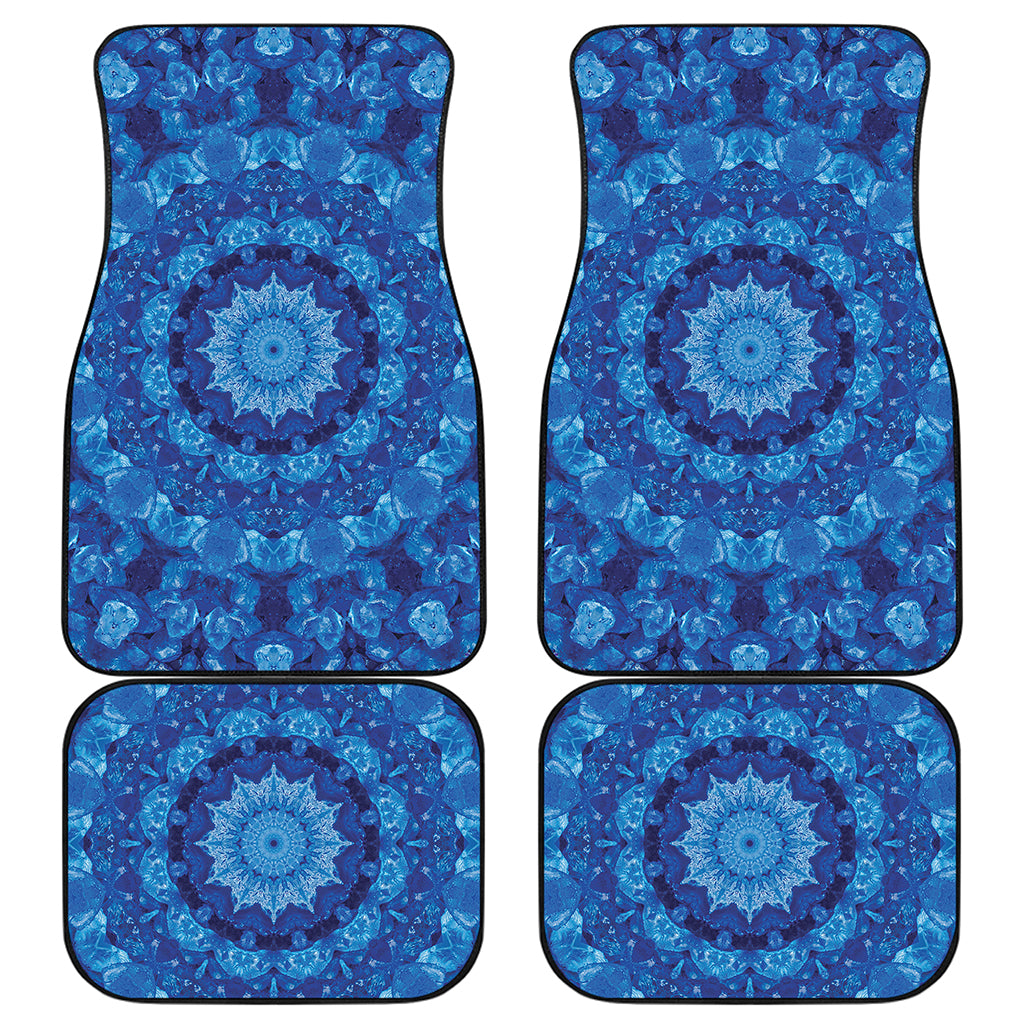 Blue Crystal Kaleidoscope Print Front and Back Car Floor Mats