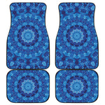 Blue Crystal Kaleidoscope Print Front and Back Car Floor Mats
