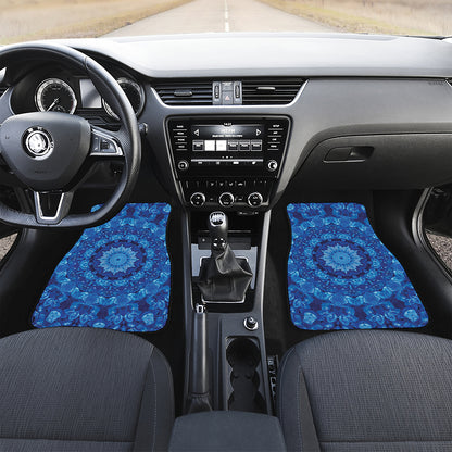Blue Crystal Kaleidoscope Print Front and Back Car Floor Mats