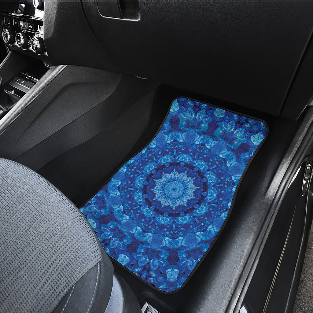 Blue Crystal Kaleidoscope Print Front and Back Car Floor Mats