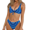 Blue Crystal Kaleidoscope Print Front Bow Tie Bikini