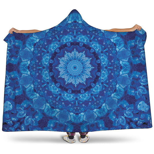 Blue Crystal Kaleidoscope Print Hooded Blanket