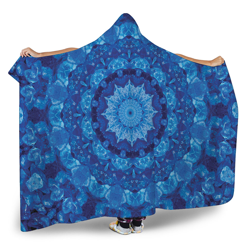 Blue Crystal Kaleidoscope Print Hooded Blanket