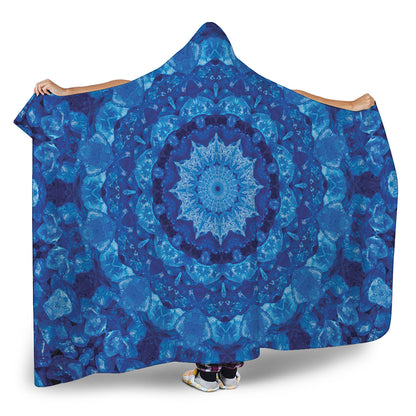 Blue Crystal Kaleidoscope Print Hooded Blanket