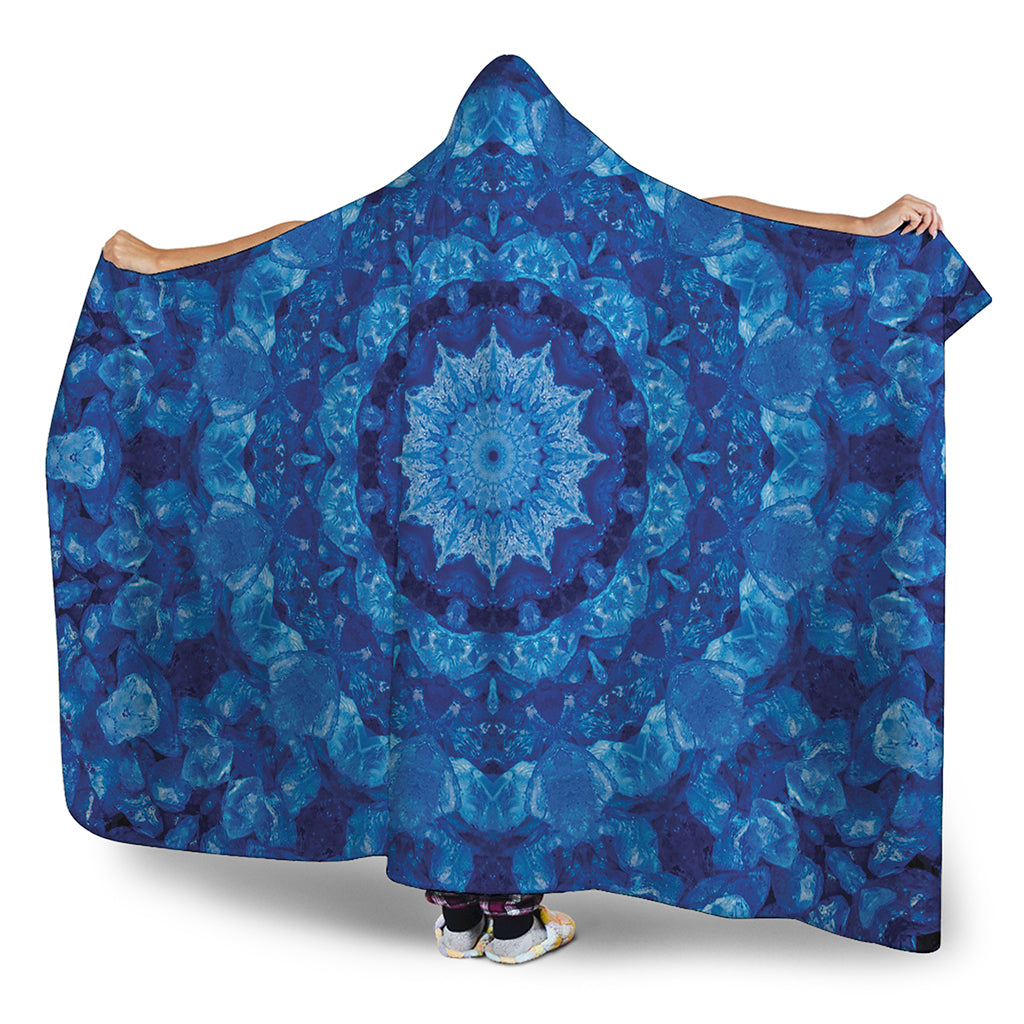 Blue Crystal Kaleidoscope Print Hooded Blanket