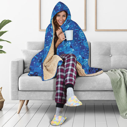 Blue Crystal Kaleidoscope Print Hooded Blanket