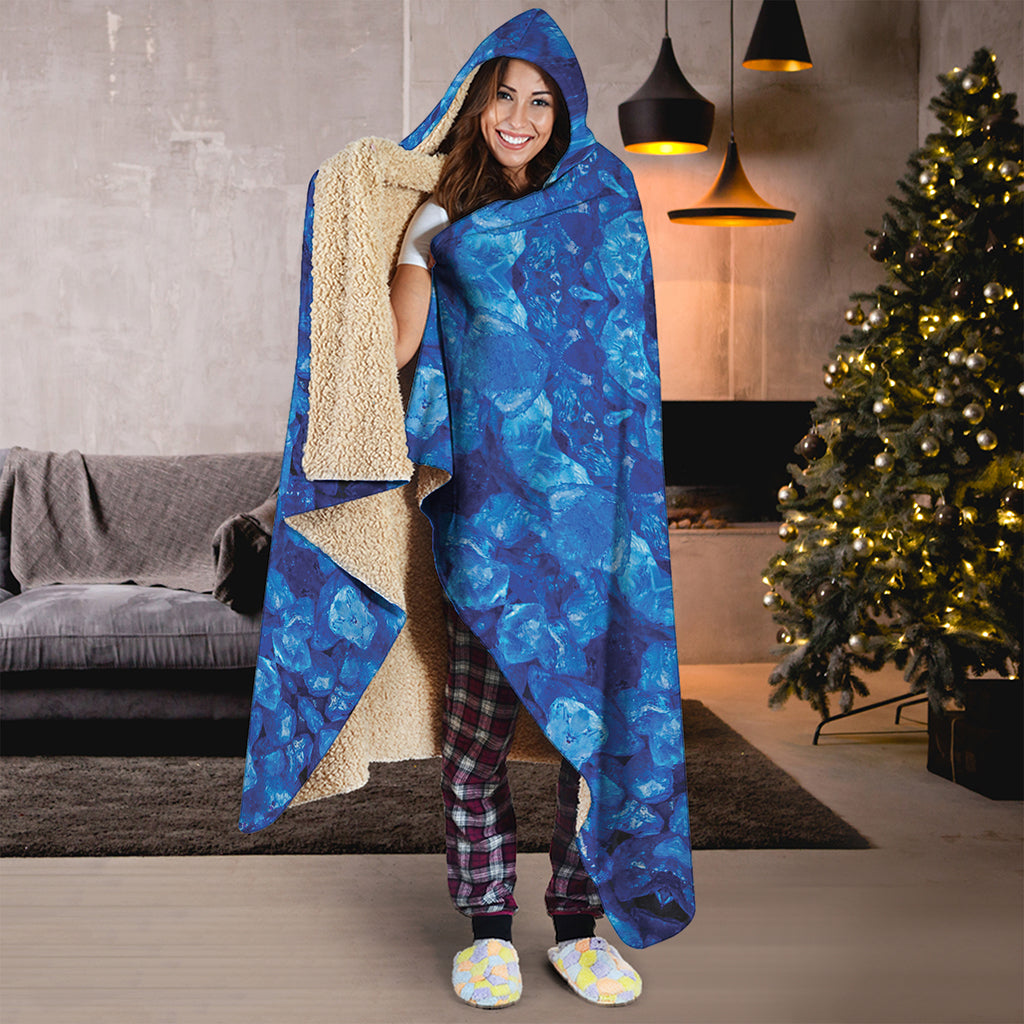 Blue Crystal Kaleidoscope Print Hooded Blanket