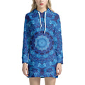 Blue Crystal Kaleidoscope Print Pullover Hoodie Dress
