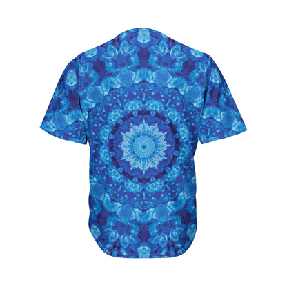 Blue Crystal Kaleidoscope Print Men's Baseball Jersey