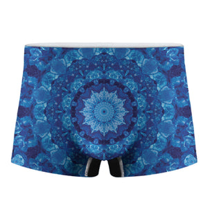 Blue Crystal Kaleidoscope Print Men's Boxer Briefs