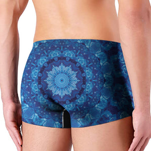 Blue Crystal Kaleidoscope Print Men's Boxer Briefs