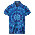 Blue Crystal Kaleidoscope Print Men's Short Sleeve Shirt