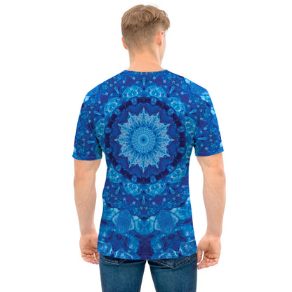 Blue Crystal Kaleidoscope Print Men's T-Shirt