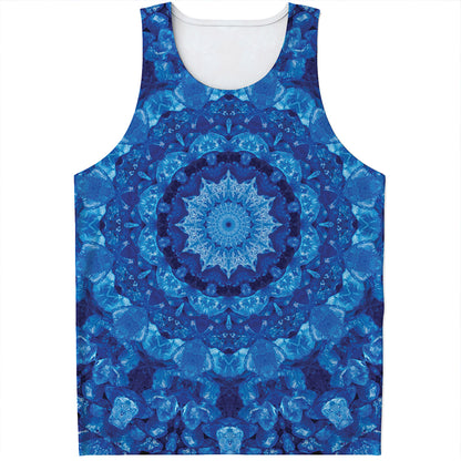 Blue Crystal Kaleidoscope Print Men's Tank Top