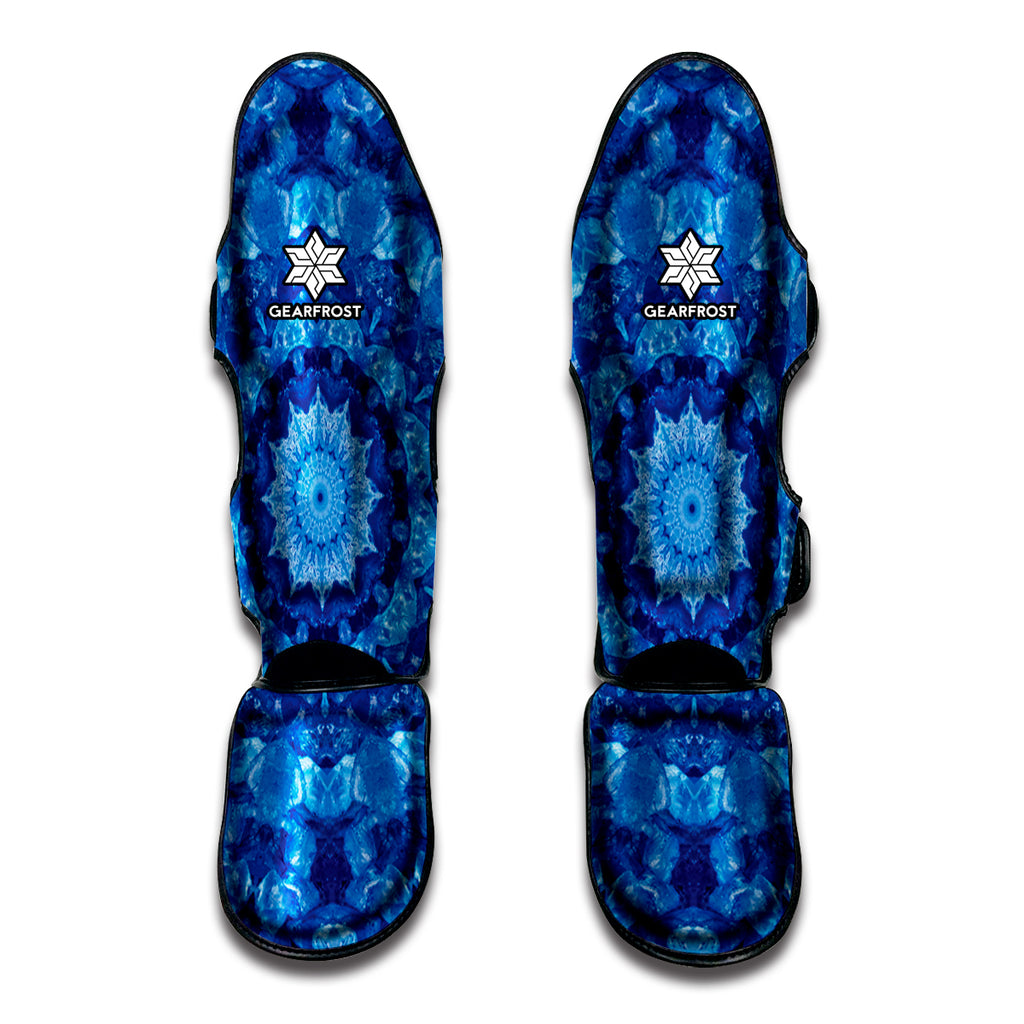 Blue Crystal Kaleidoscope Print Muay Thai Shin Guard