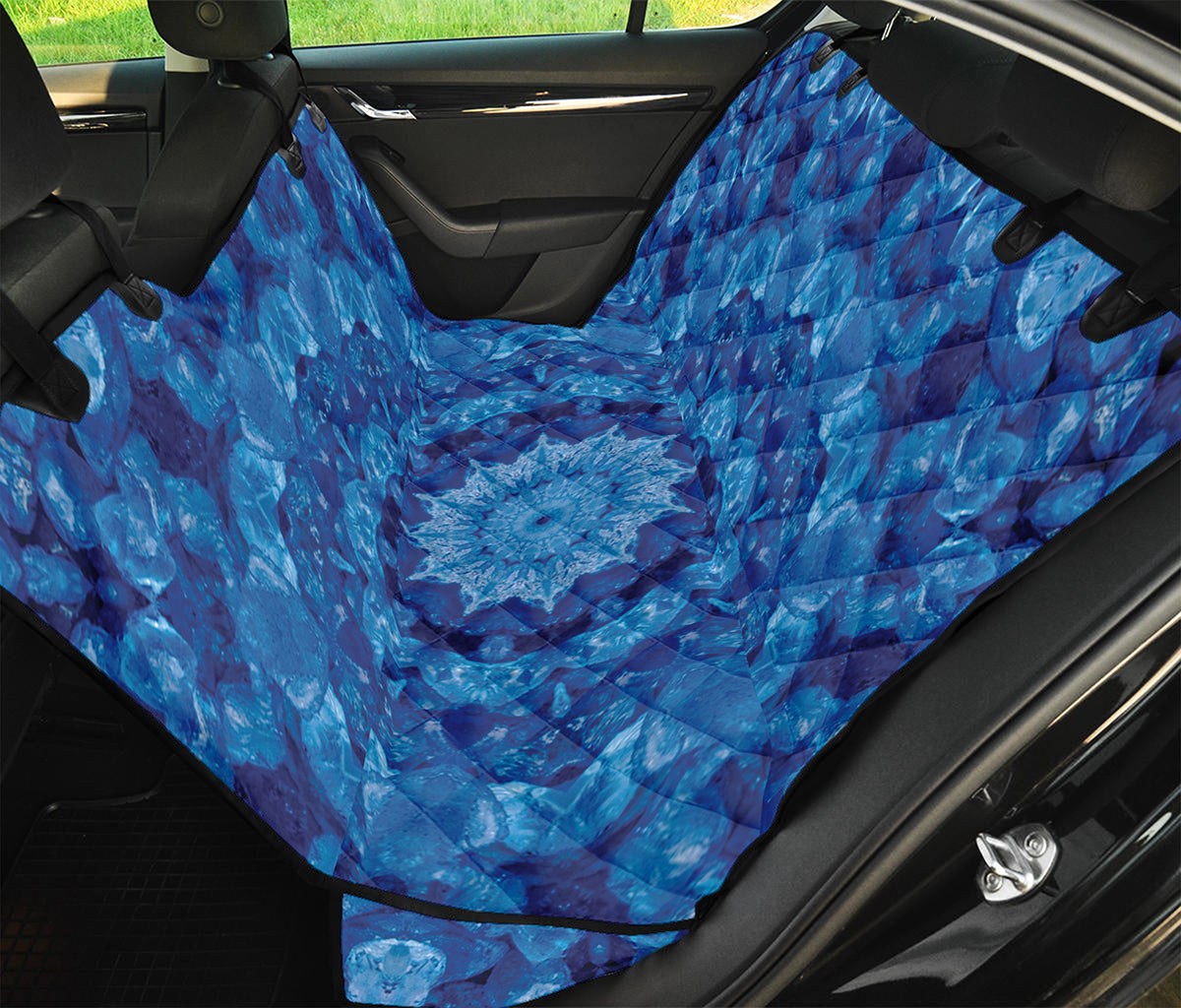Blue Crystal Kaleidoscope Print Pet Car Back Seat Cover