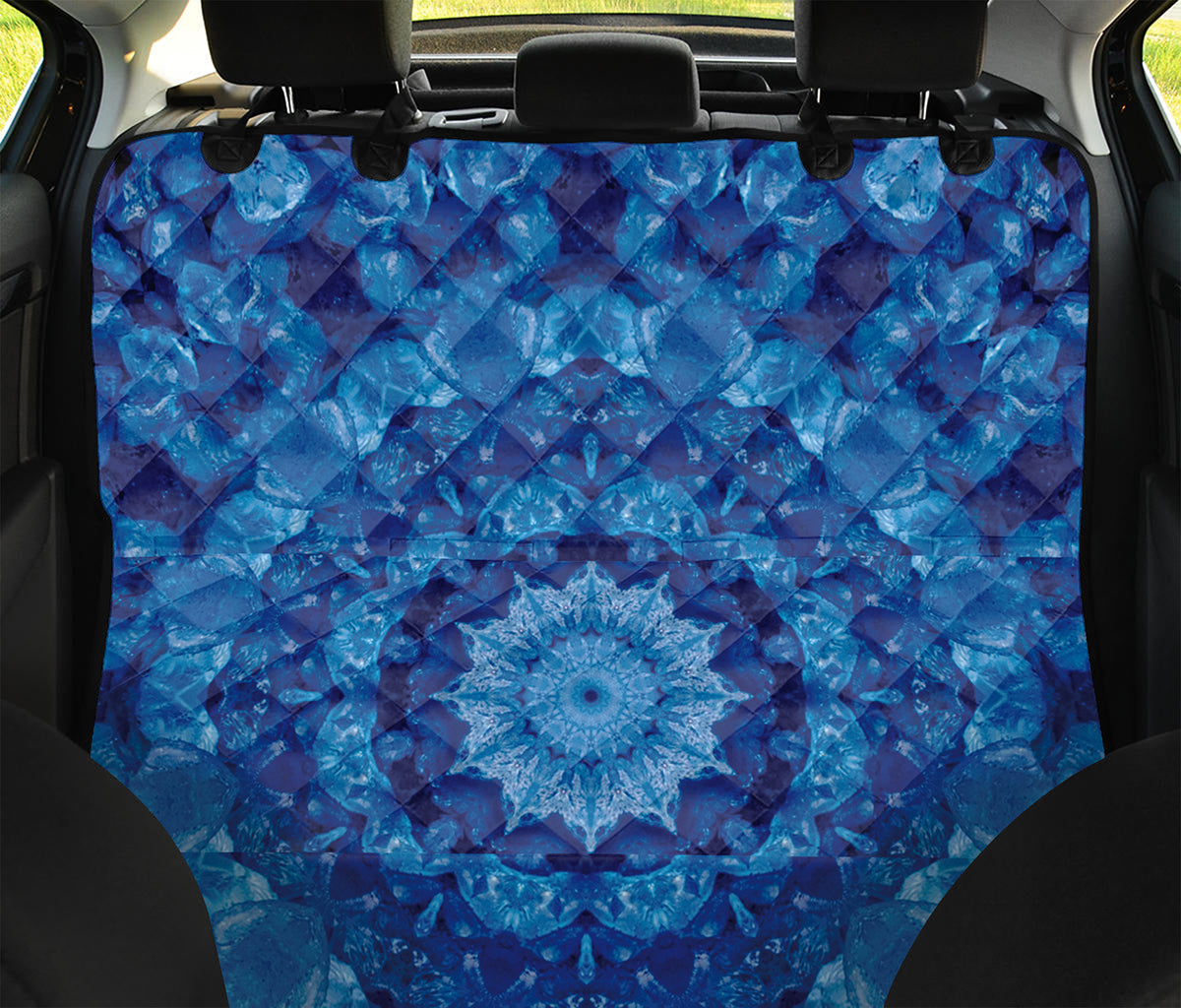 Blue Crystal Kaleidoscope Print Pet Car Back Seat Cover