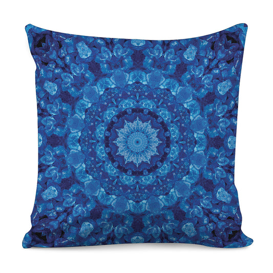 Blue Crystal Kaleidoscope Print Pillow Cover