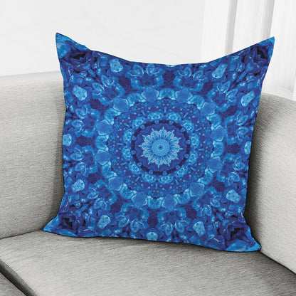 Blue Crystal Kaleidoscope Print Pillow Cover