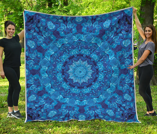 Blue Crystal Kaleidoscope Print Quilt