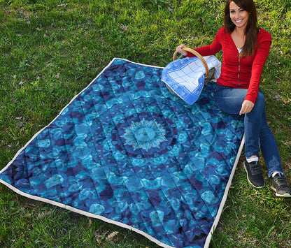 Blue Crystal Kaleidoscope Print Quilt