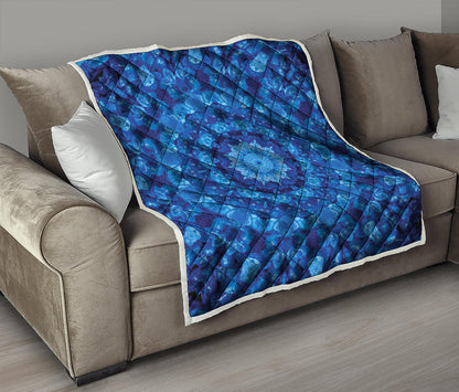 Blue Crystal Kaleidoscope Print Quilt