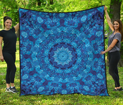 Blue Crystal Kaleidoscope Print Quilt