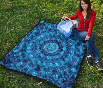 Blue Crystal Kaleidoscope Print Quilt