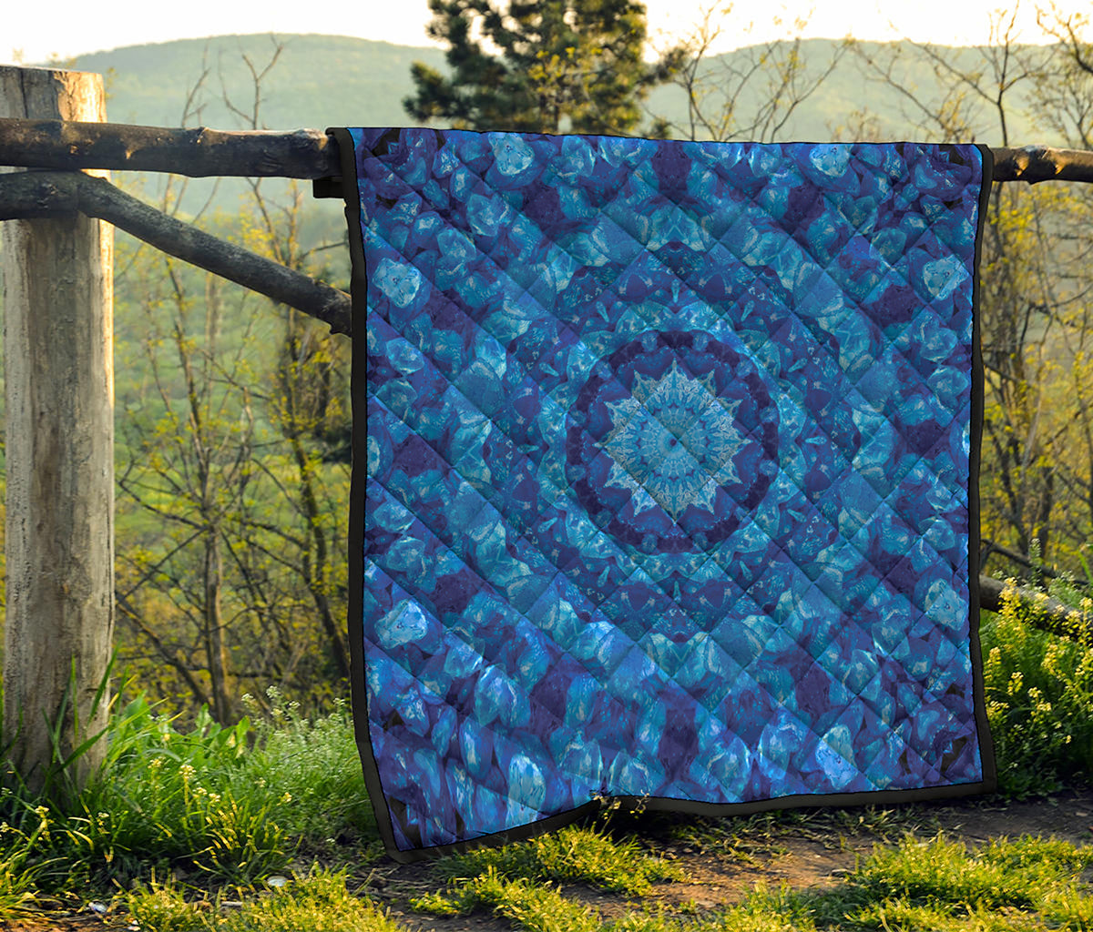 Blue Crystal Kaleidoscope Print Quilt