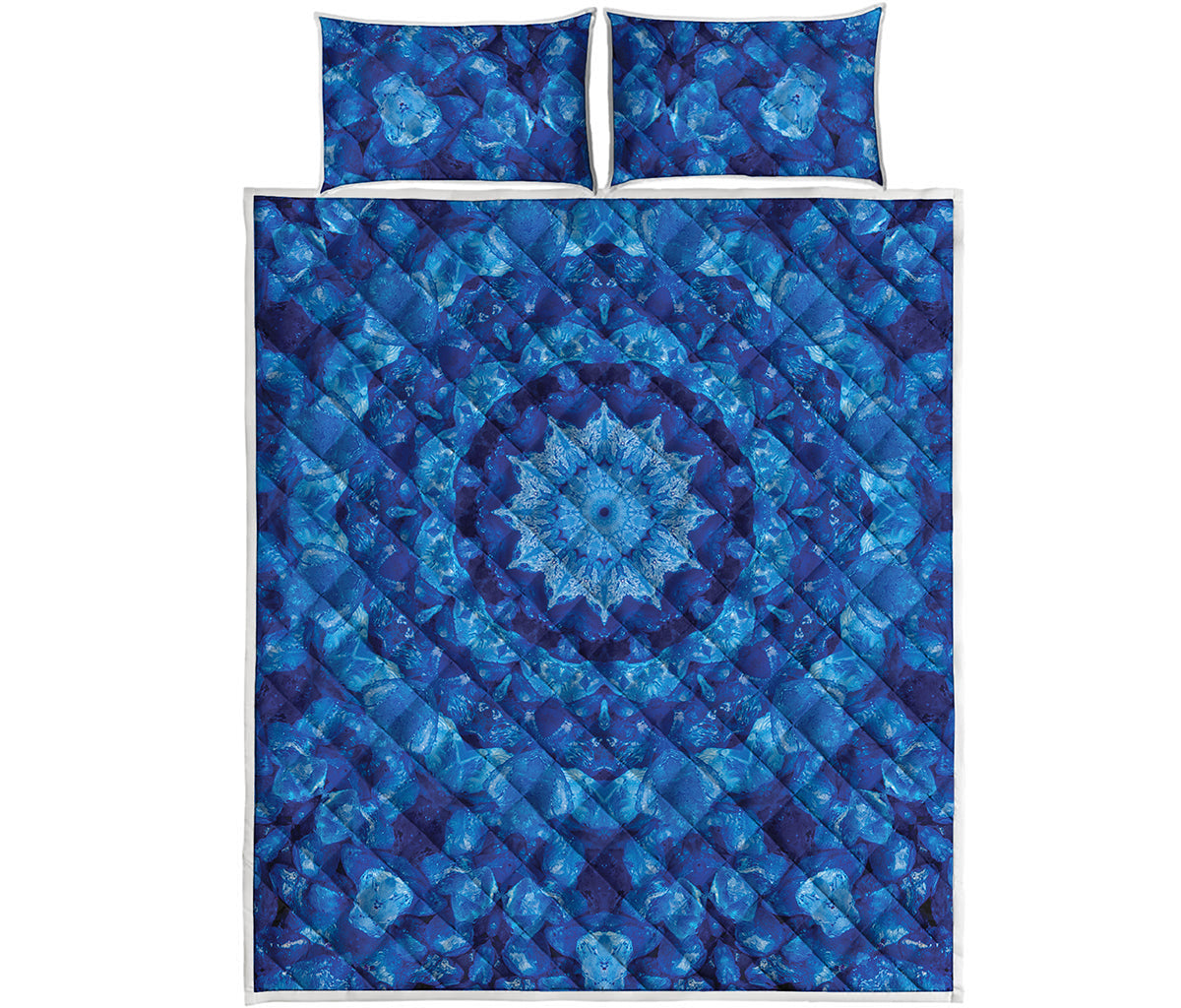 Blue Crystal Kaleidoscope Print Quilt Bed Set