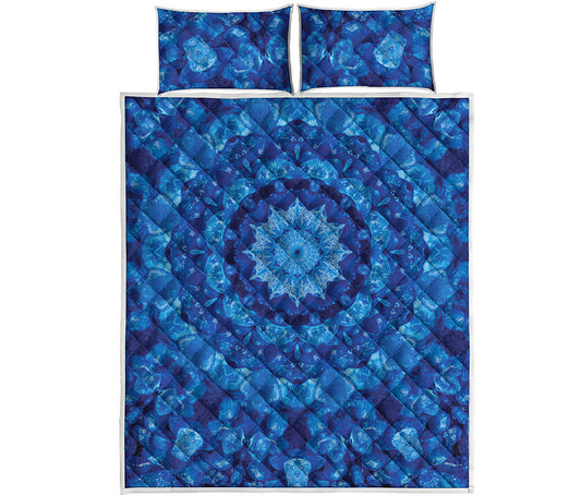 Blue Crystal Kaleidoscope Print Quilt Bed Set