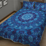 Blue Crystal Kaleidoscope Print Quilt Bed Set
