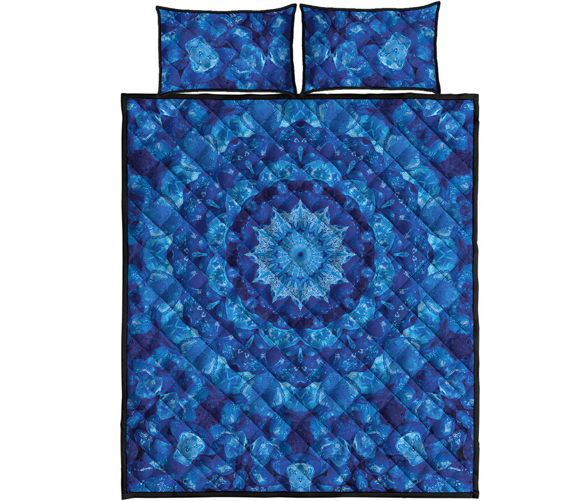 Blue Crystal Kaleidoscope Print Quilt Bed Set