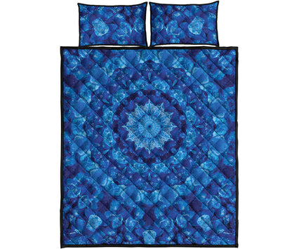 Blue Crystal Kaleidoscope Print Quilt Bed Set