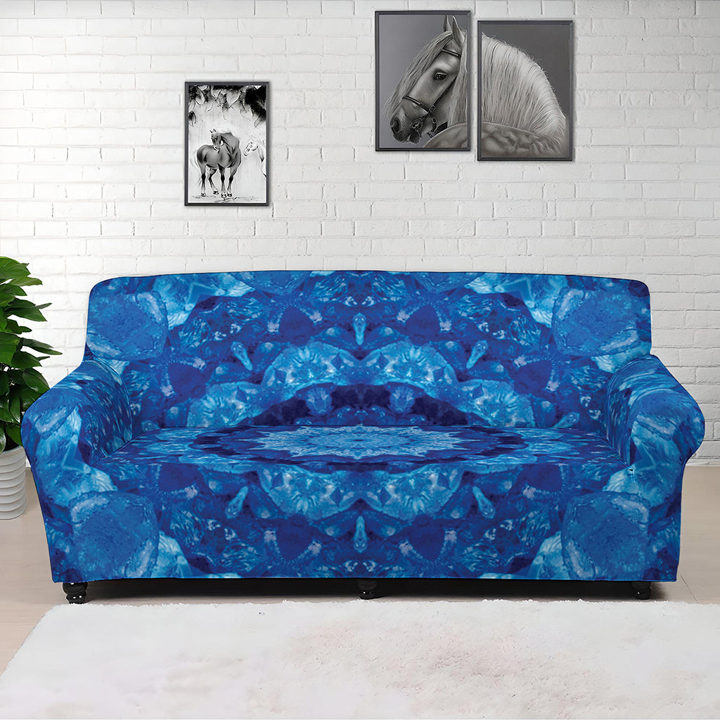 Blue Crystal Kaleidoscope Print Sofa Cover