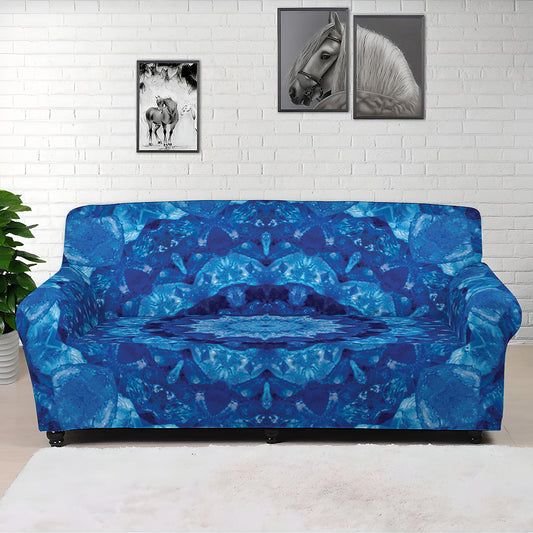 Blue Crystal Kaleidoscope Print Sofa Cover