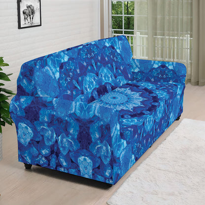 Blue Crystal Kaleidoscope Print Sofa Cover
